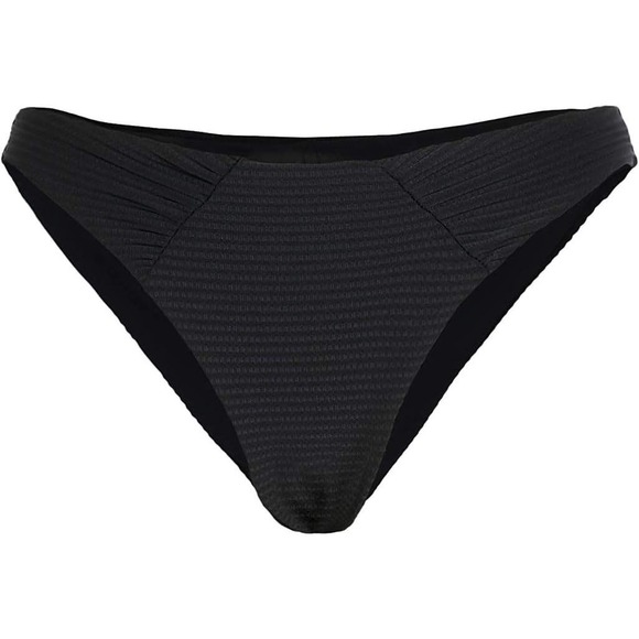L*Space Sol Bikini Bottom Women's Small Black Textured ‎ Eco Chic Swim NWT - Picture 1 of 8